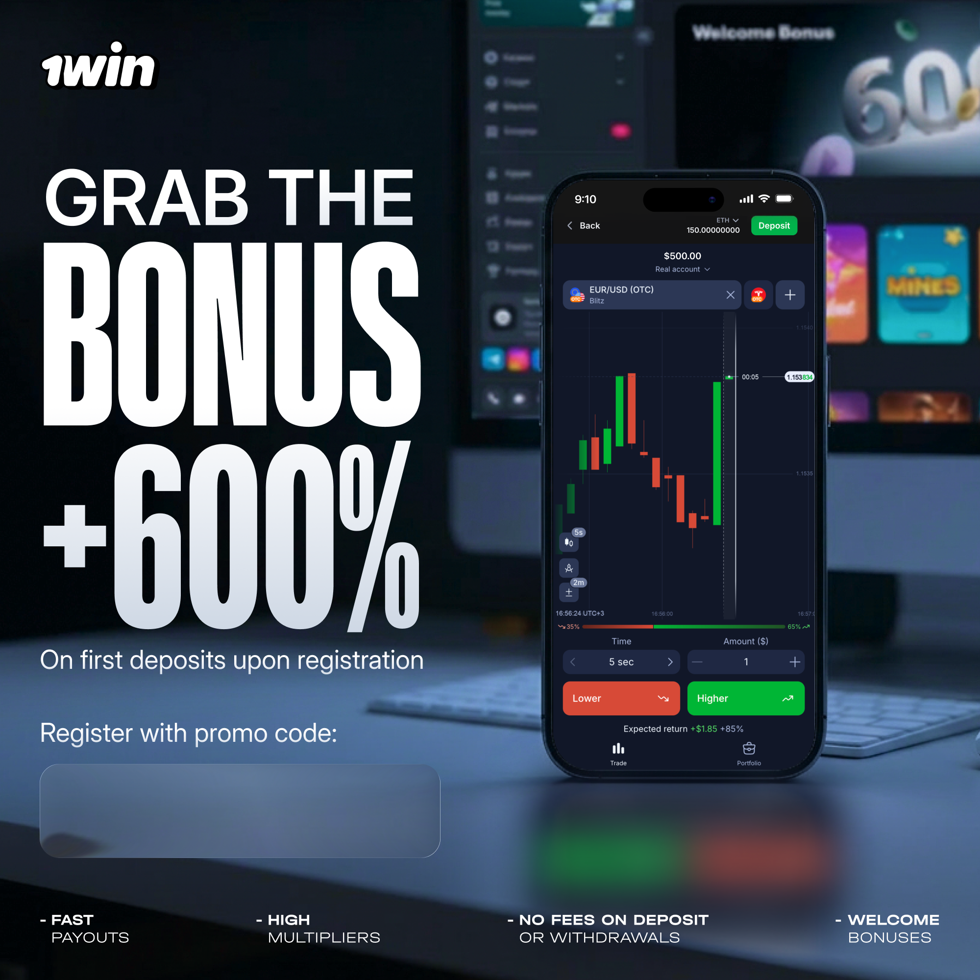 1win casino up to 1000 dollars royal flush